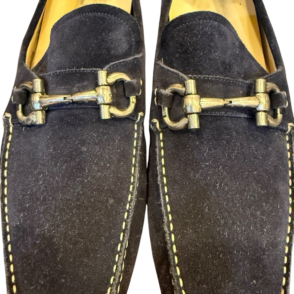 Salvatore Ferragamo Men’s Parigi Navy Blue Suede Driving Loafers Sz 13 - Picture 8 of 13